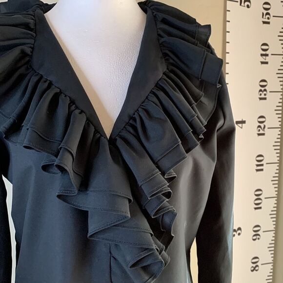 Jami Originals black ruffled collar blouse ruffles at sleeves too size 10 - Picture 4 of 13